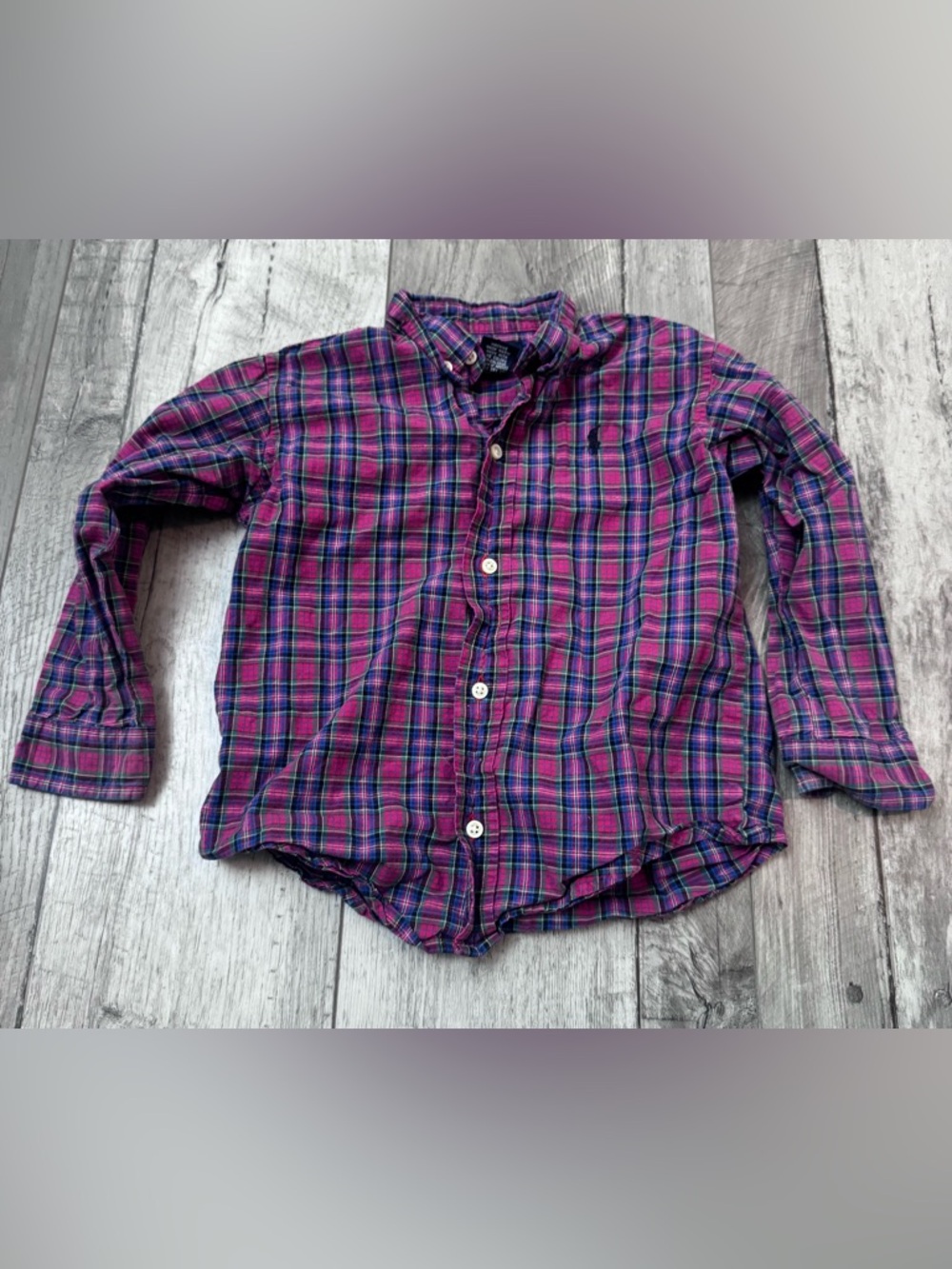 Polo Ralph Lauren Boys 4T Red Plaid Button Front Long Sleeve Cotton Shirt Preppy
